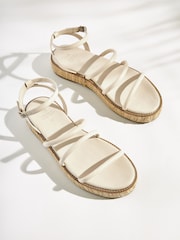 Bone Forever Comfort Leather Platform Sandals with Woven Platform Detailing - Image 3 of 5