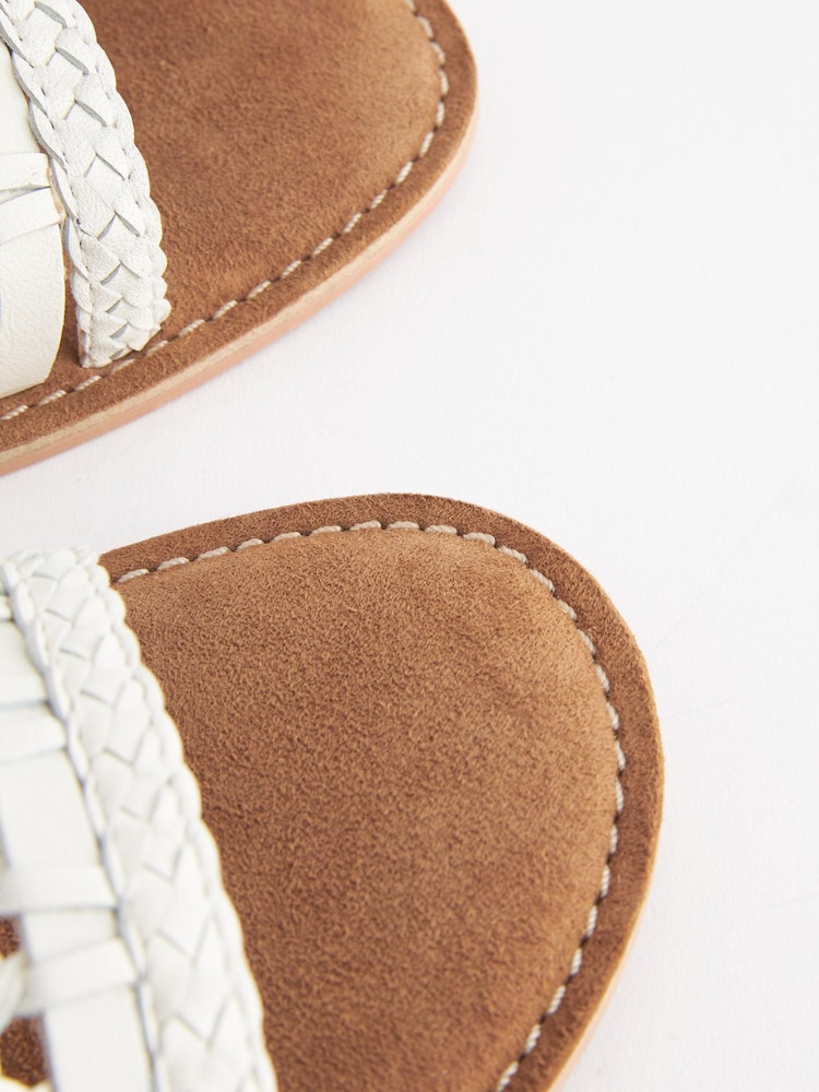 White Extra Wide Fit Forever Comfort® Leather Woven Flat Sandals - Image 5 of 5 White Extra Wide Fit Forever Comfort® Leather Woven Flat Sandals - Image 5 of 5