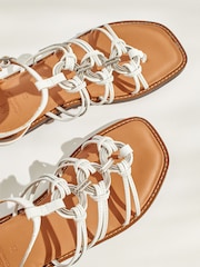 White Forever Comfort® Leather Flat Sandals with Circular Trim Detailing - Image 4 of 5