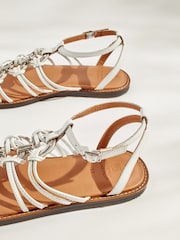 White Forever Comfort® Leather Flat Sandals with Circular Trim Detailing - Image 5 of 5