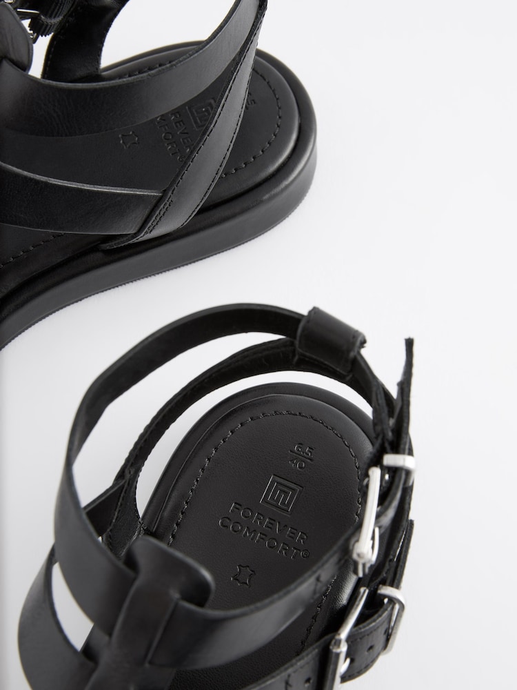 Černý - Kožené gladiátorské sandály Forever Comfort® - Image 10 of 11
