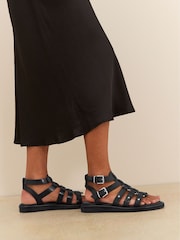 Black Standard/Wide Fit Forever Comfort® Leather Gladiator Sandals - Image 2 of 11