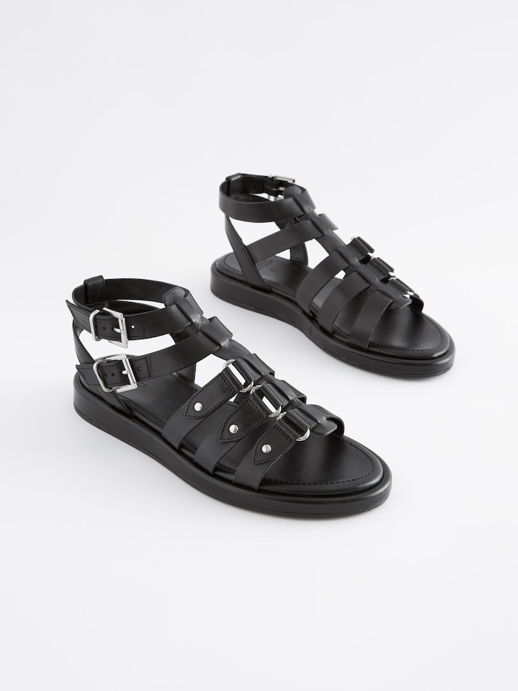 Černý - Kožené gladiátorské sandály Forever Comfort® - Image 7 of 11