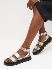 Anthrazit/Silber - Forever Comfort® Sandalen mit Knöchelriemen - Bild 1 von 7