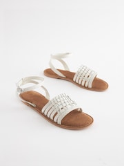 White Regular/Wide Fit Forever Comfort® Leather Woven Flat Sandals - Image 3 of 7