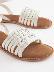 White Regular/Wide Fit Forever Comfort® Leather Woven Flat Sandals - Image 6 of 7