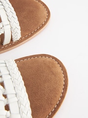 White Regular/Wide Fit Forever Comfort® Leather Woven Flat Sandals - Image 7 of 7