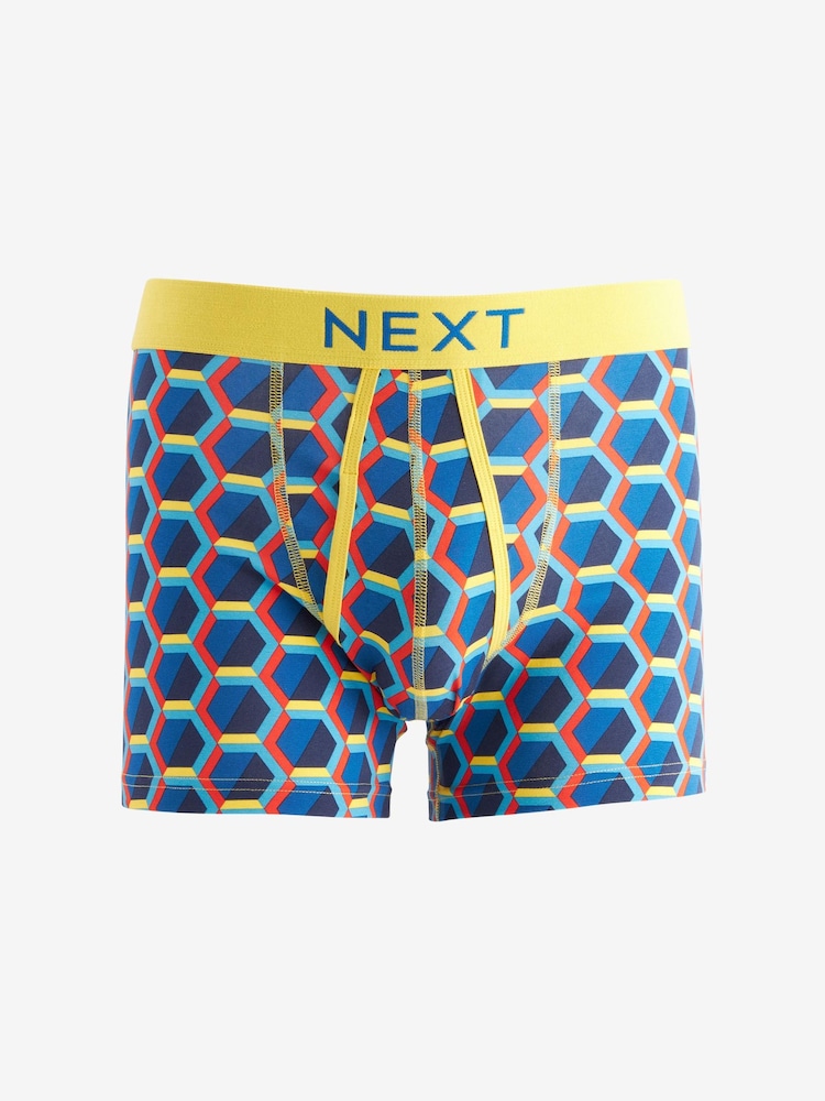 Blue/Pink Geo 8 pack A-Front Boxers - Image 8 of 10