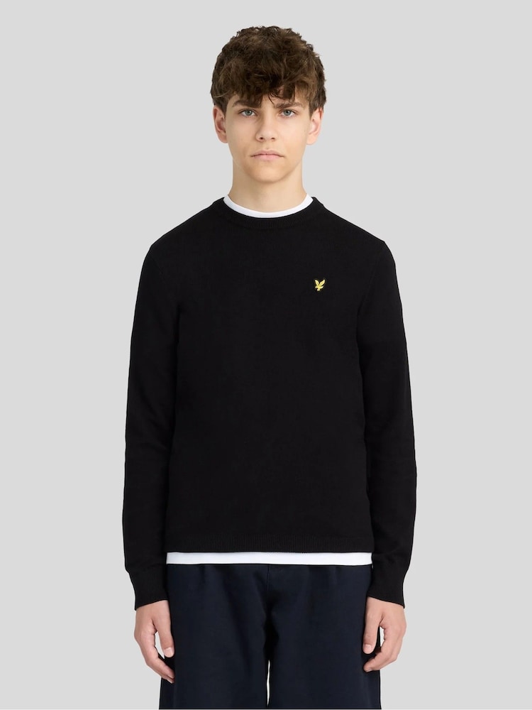 Lyle & Scott Black Crew Neck Knitted Boys Jumper - Image 1 of 5 Lyle & Scott Black Crew Neck Knitted Boys Jumper - Image 1 of 5