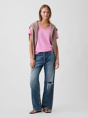 Gap Pink Favourite V-Neck Short Sleeve Short Sleeve T-Shirt - Image 3 of 5