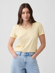 Gap Yellow Favourite V-Neck Short Sleeve T-Shirt - Image 1 of 5
