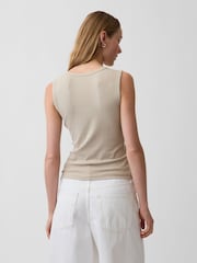 Gap Beige Modern Rib Scoop V-Neck Vest - Image 2 of 4