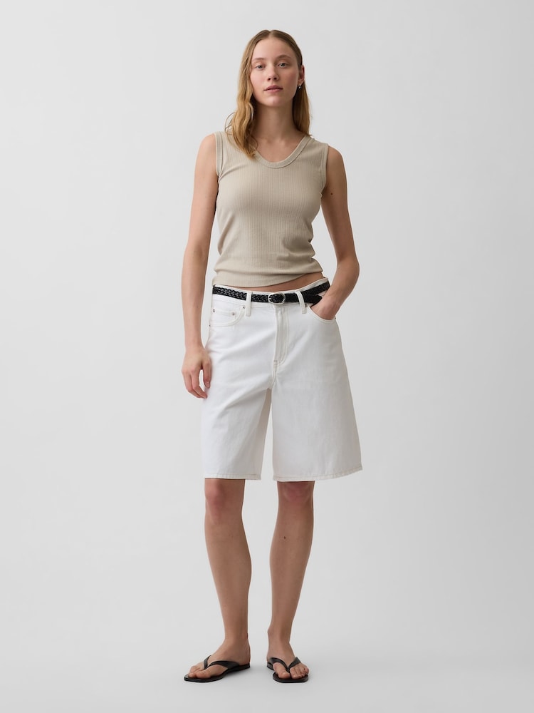 Gap Beige Modern Rib Scoop V-Neck Vest - Image 4 of 4 Gap Beige Modern Rib Scoop V-Neck Vest - Image 4 of 4