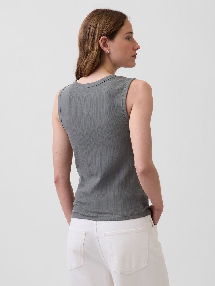 Gap Olive Green Modern Rib Scoop V-Neck Vest - Image 2 of 3 Gap Olive Green Modern Rib Scoop V-Neck Vest - Image 2 of 3