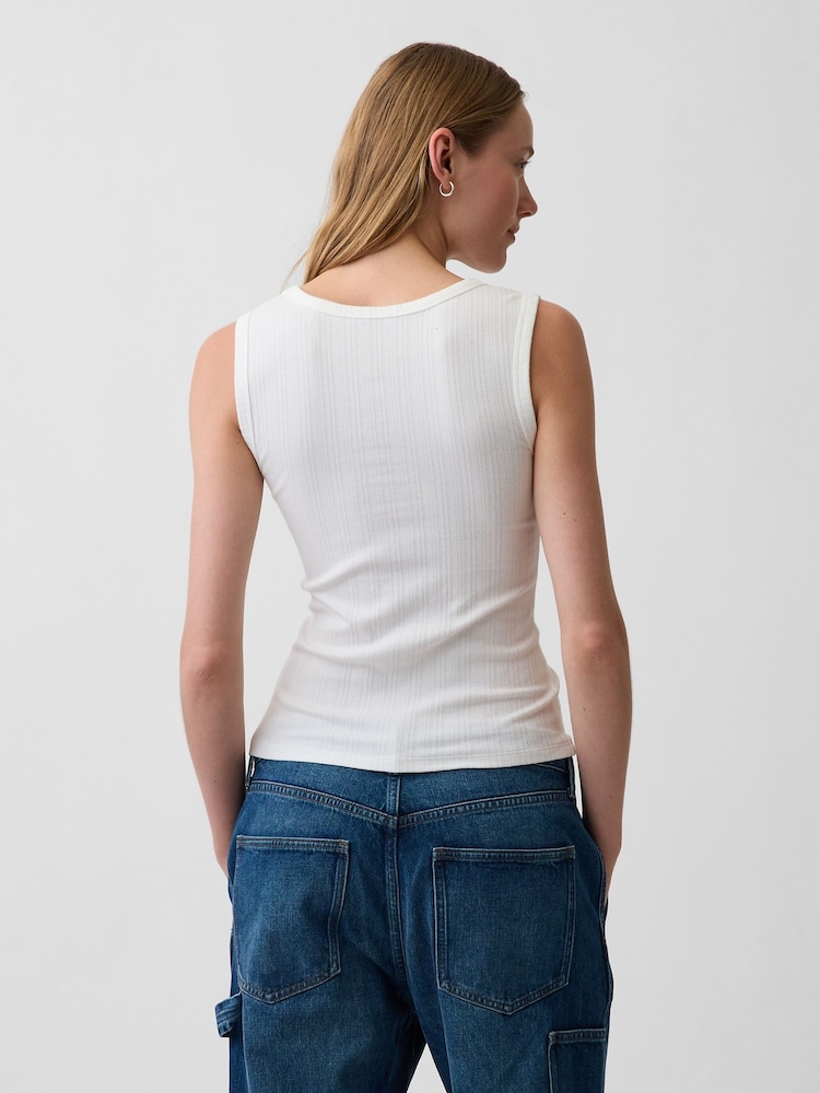 Gap White Modern Rib Scoop V-Neck Vest - Image 2 of 4 Gap White Modern Rib Scoop V-Neck Vest - Image 2 of 4