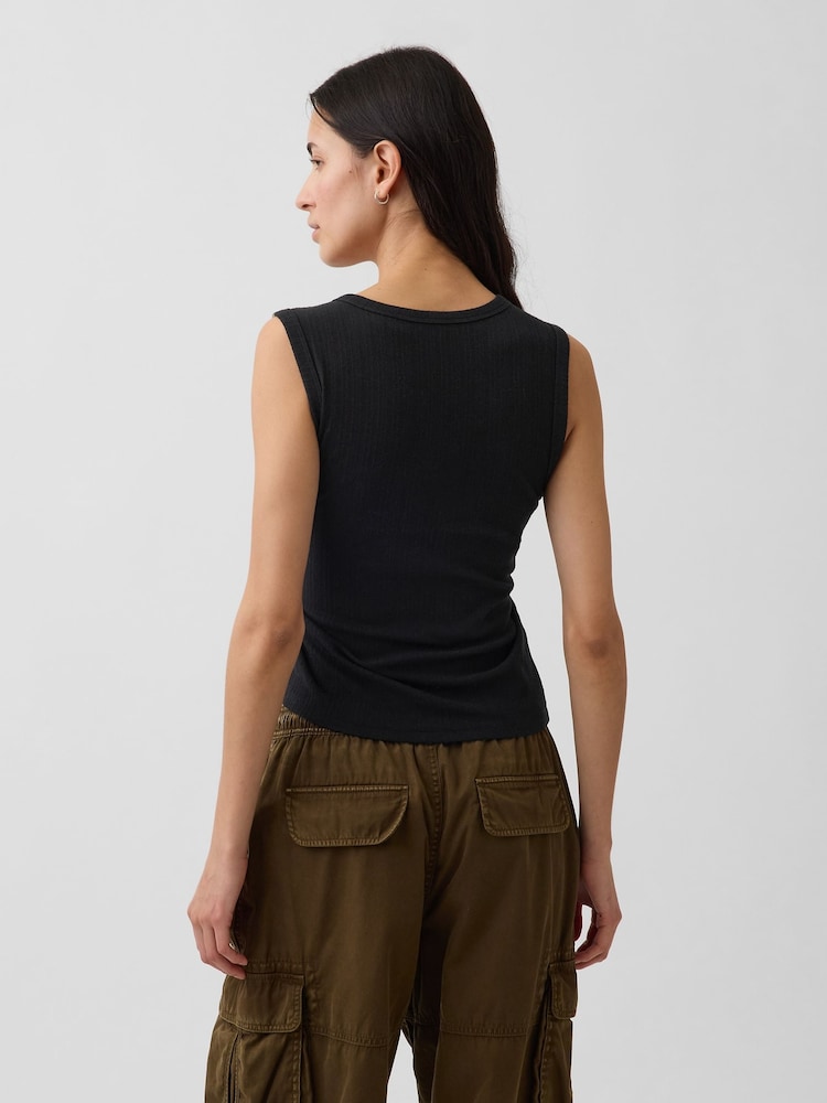 Gap Black Modern Rib Scoop V-Neck Vest - Image 2 of 4 Gap Black Modern Rib Scoop V-Neck Vest - Image 2 of 4