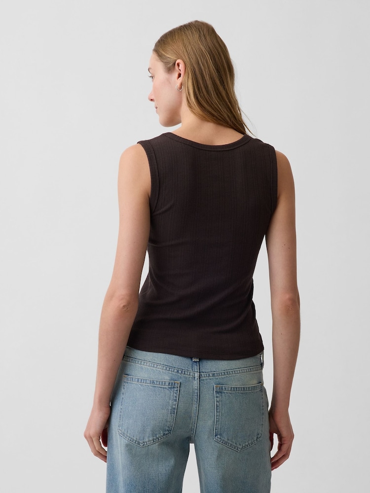 Gap Brown Modern Rib Scoop V-Neck Vest - Image 2 of 3 Gap Brown Modern Rib Scoop V-Neck Vest - Image 2 of 3