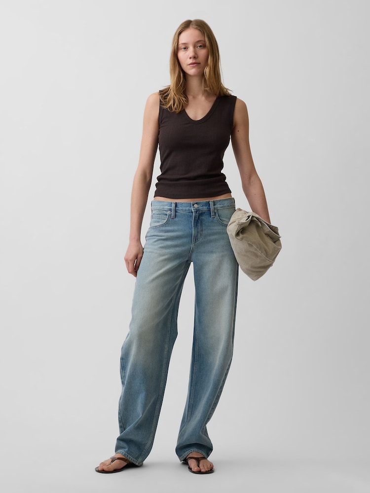Gap Brown Modern Rib Scoop V-Neck Vest - Image 3 of 3 Gap Brown Modern Rib Scoop V-Neck Vest - Image 3 of 3