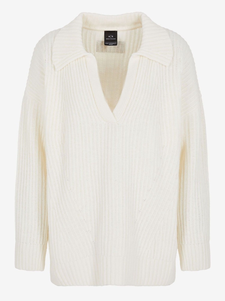Armani Exchange Cream Polo Neck Jumper - Image 1 of 2