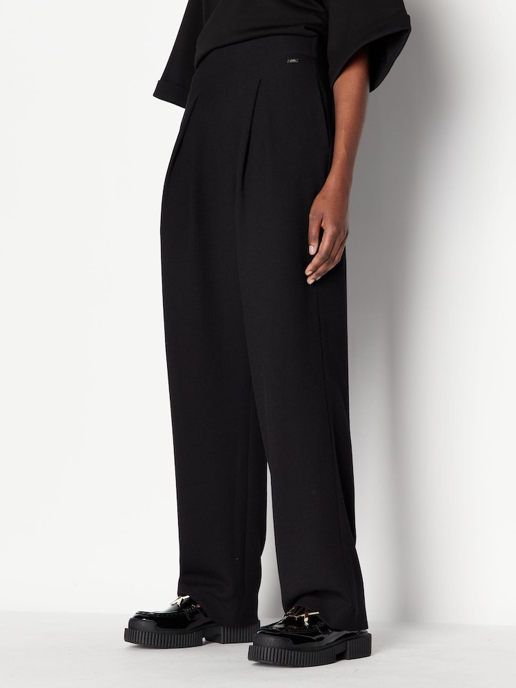 Armani Exchange Wide Leg Black Trousers - Image 1 of 6