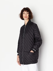 Armani Exchange Diamond Quilted Long Line Black Jacket - Image 1 of 4