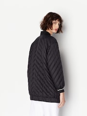 Armani Exchange Diamond Quilted Long Line Black Jacket - Image 2 of 4