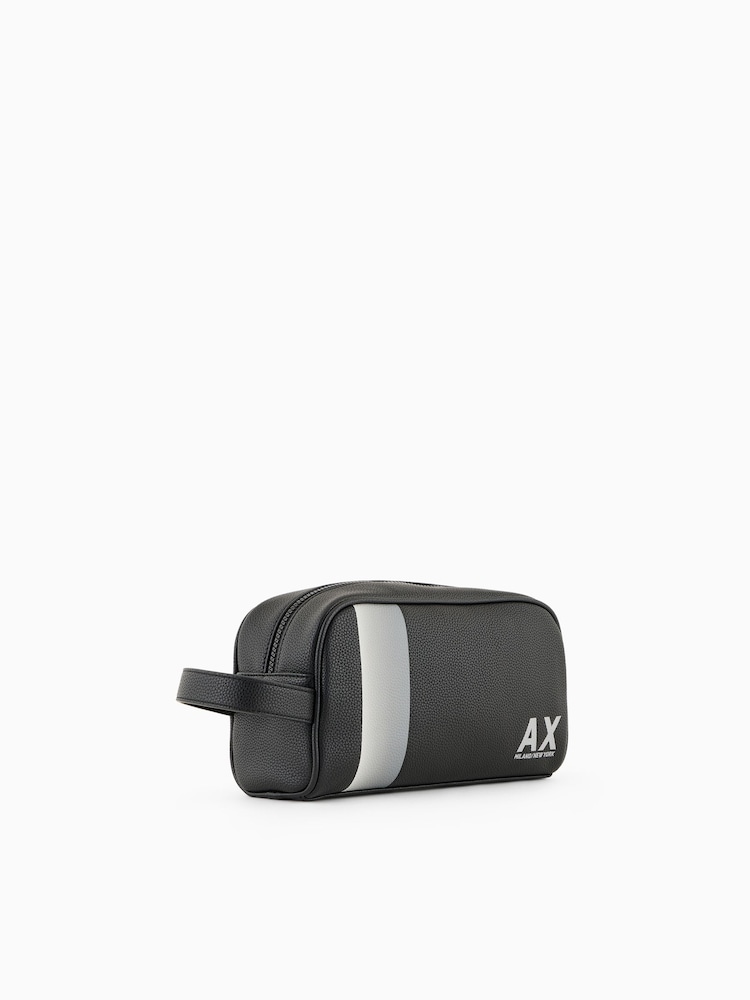 Armani Exchange 100% Cotton Logo Black Washbag - Image 6 of 6