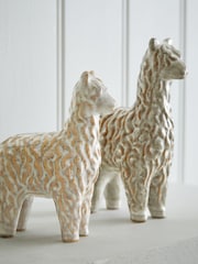 Set of 2 Natural Alma and Alan Alpaca Ornaments - Image 2 of 5