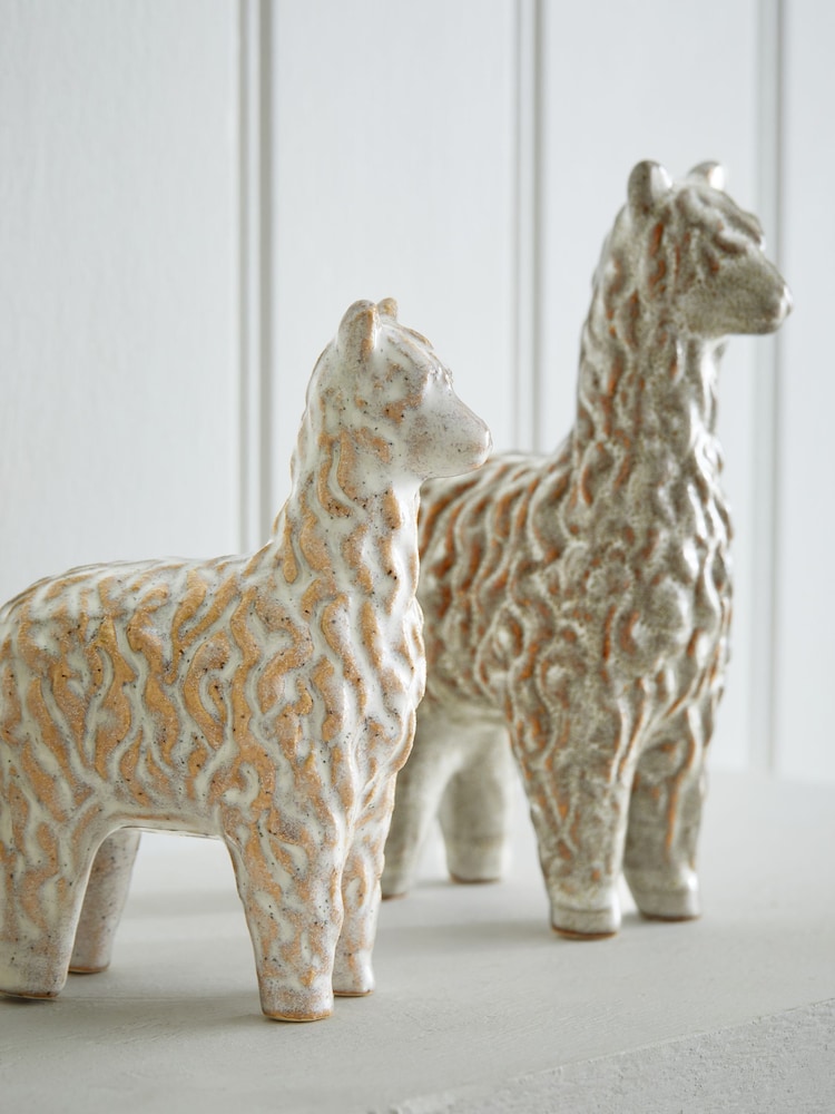 Set of 2 Natural Alma and Alan Alpaca Ornaments - Image 2 of 5