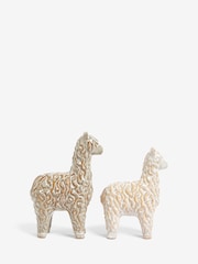 Set of 2 Natural Alma and Alan Alpaca Ornaments - Image 3 of 5