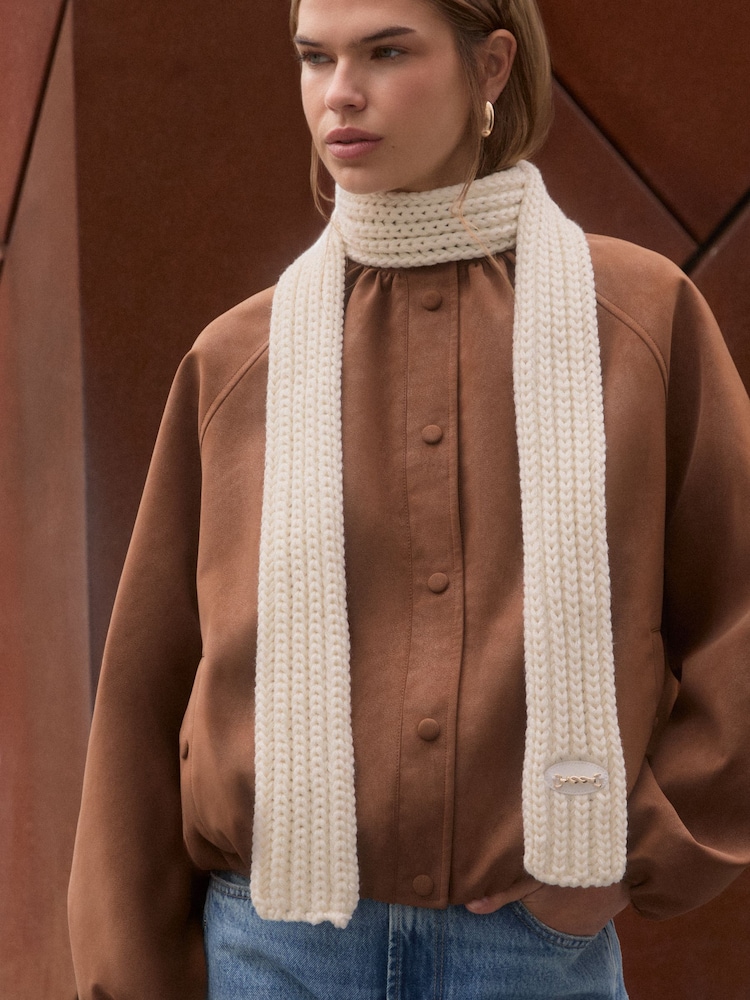 Friends Like These Cream Skinny Ribbed Cable Scarf - Image 1 of 6