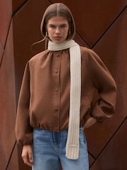 Friends Like These Cream Skinny Ribbed Cable Scarf - Image 3 of 6