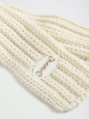 Friends Like These Cream Skinny Ribbed Cable Scarf - Image 6 of 6