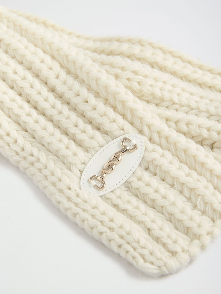 Friends Like These Cream Skinny Ribbed Cable Scarf - Image 6 of 6
