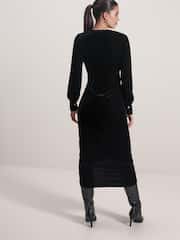 Black Velvet Midi Dress - Image 2 of 6