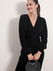 Black Velvet Midi Dress - Image 3 of 6