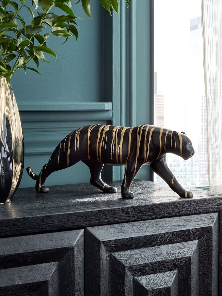 Black Petra the Panther Gold Drip Ornament - Image 1 of 4
