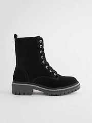 Black Velvet Forever Comfort® Diamanté Rand Lace-Up Boots - Image 2 of 6