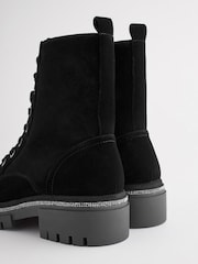 Black Velvet Forever Comfort® Diamanté Rand Lace-Up Boots - Image 4 of 6