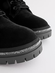 Black Velvet Forever Comfort® Diamanté Rand Lace-Up Boots - Image 5 of 6