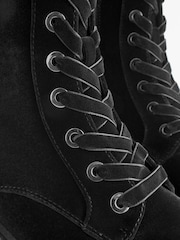 Black Velvet Forever Comfort® Diamanté Rand Lace-Up Boots - Image 6 of 6