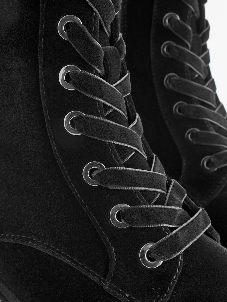 Black Velvet Forever Comfort® Diamanté Rand Lace-Up Boots - Image 6 of 6