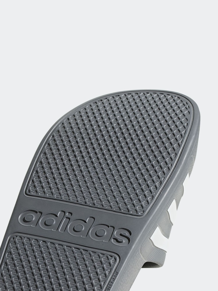 adidas Grey Sportswear Adilette Aqua Slides - Image 10 of 10