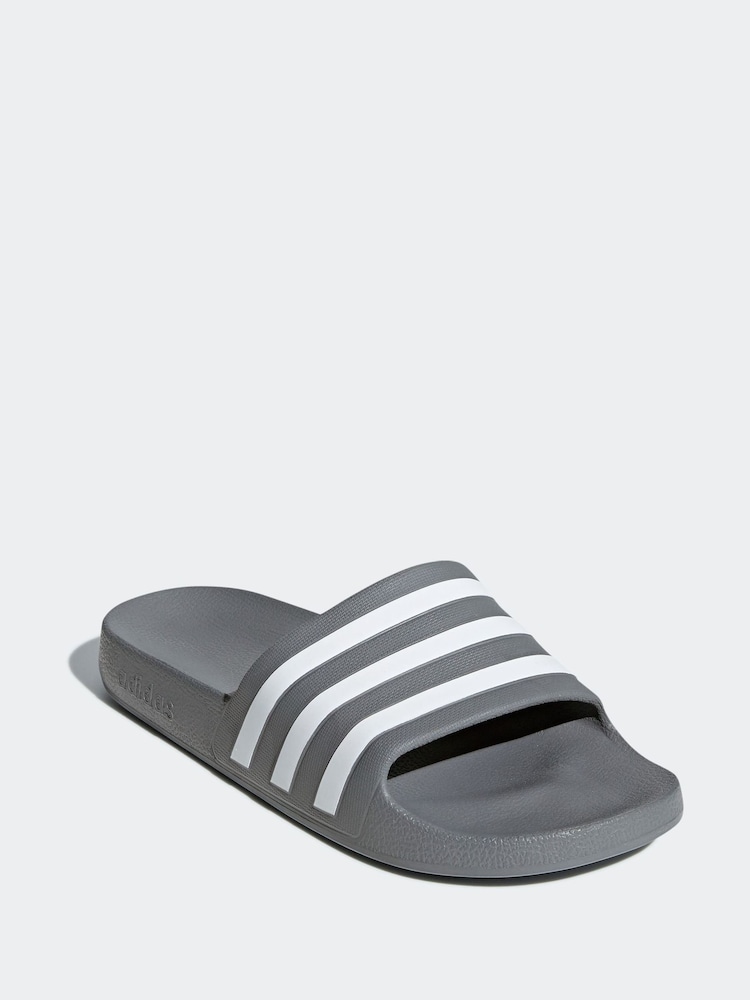 adidas Grey Sportswear Adilette Aqua Slides - Image 3 of 10