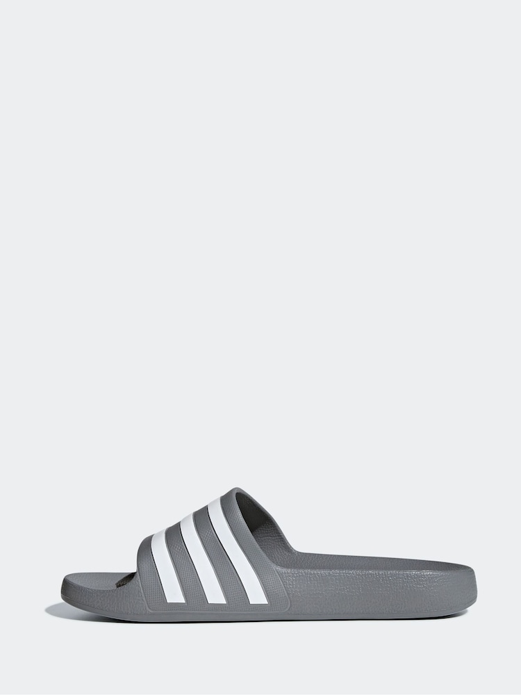 adidas Grey Sportswear Adilette Aqua Slides - Image 4 of 10