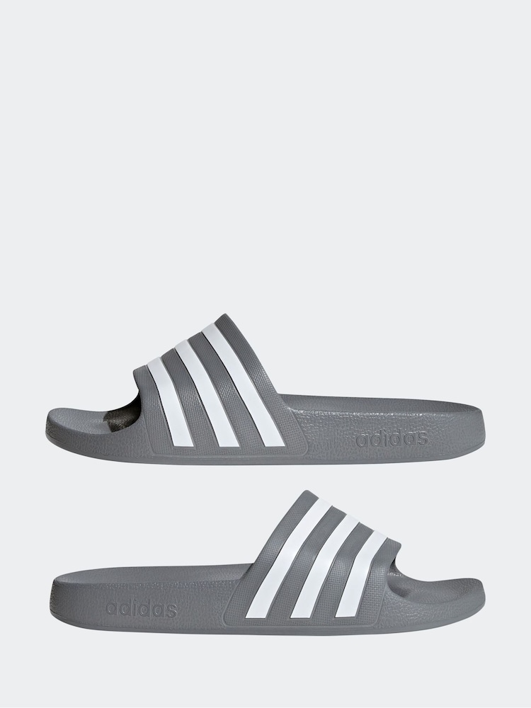 adidas Grey Sportswear Adilette Aqua Slides - Image 5 of 10