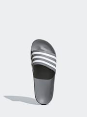 adidas Grey Sportswear Adilette Aqua Slides - Image 6 of 10