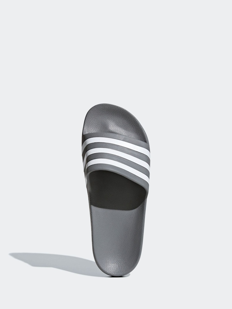 adidas Grey Sportswear Adilette Aqua Slides - Image 6 of 10