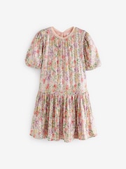 Pink/Purple/Orange Floral Print Sequin Occasion Party Dress (3-16yrs) - Image 6 of 7
