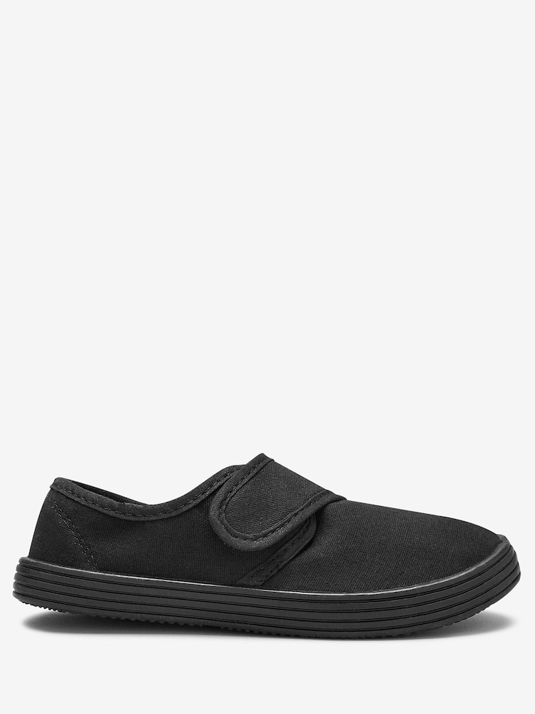 Black Wide Fit (G) Plimsolls School Shoes - Image 1 of 5